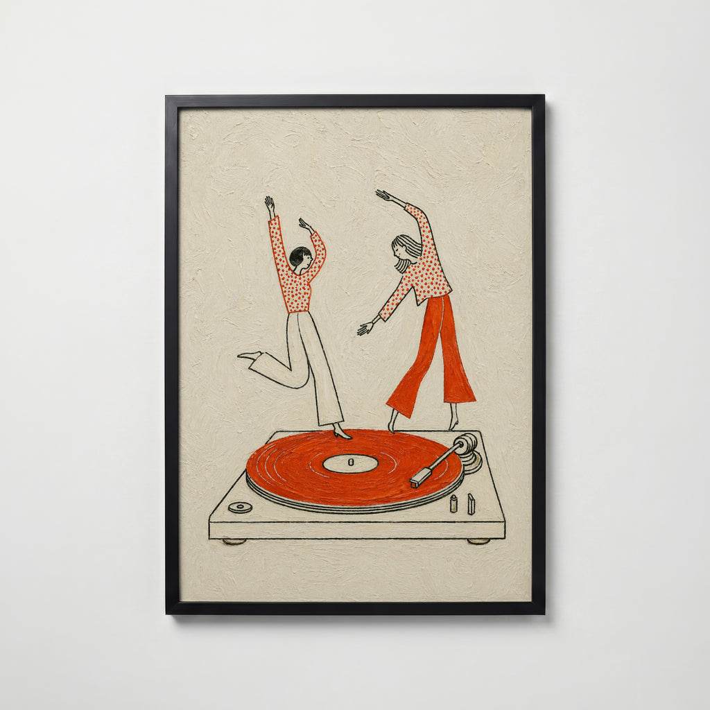 Vinyl Dance affisch i modern svart ram – stark kontrast och stil, Bozetto poster