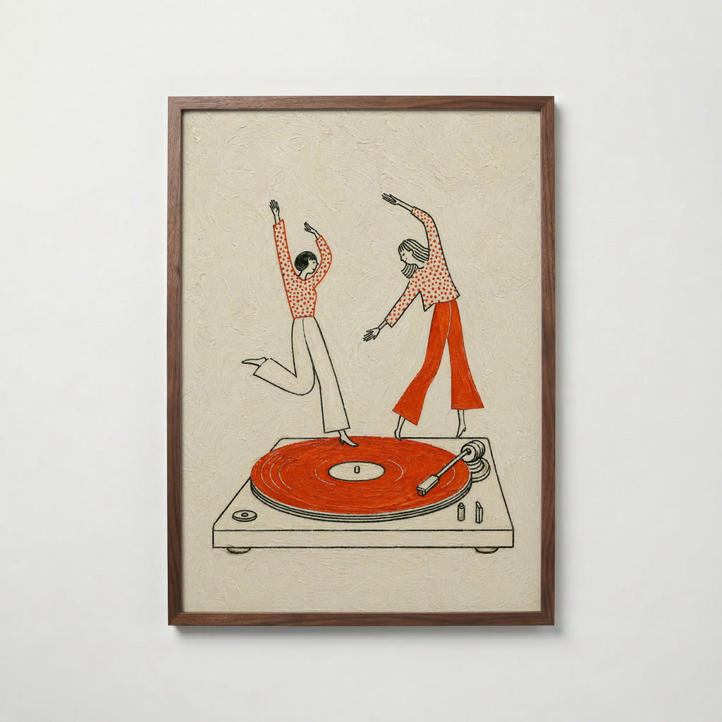 Vinyl Dance affisch i valnötsram – mörkbrun inramning med exklusiv känsla, Bozetto