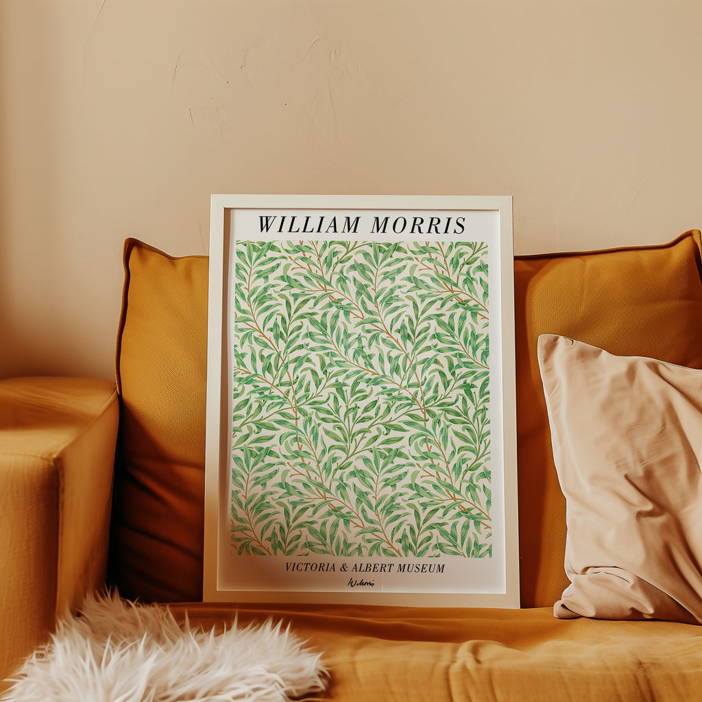 Mockup av William Morris Victoria & affisch på vägg – köp enkelt hos Bozetto i hög kvalitet