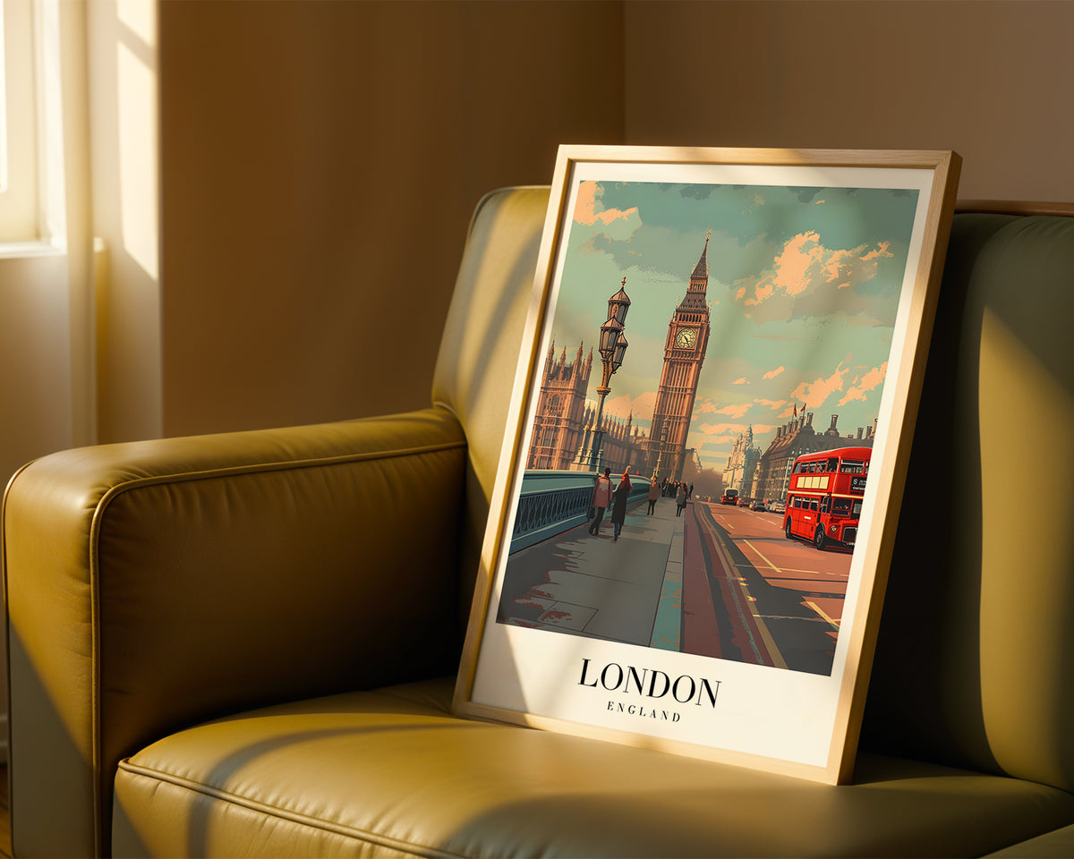 The London poster visualiserad på vägg – se rätt storlek med mockup från Bozetto