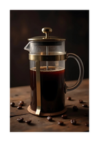 Coffee Press konsttryck på vit bakgrund – elegant Bozetto affisch för hemmet i hög tryckkvalitet