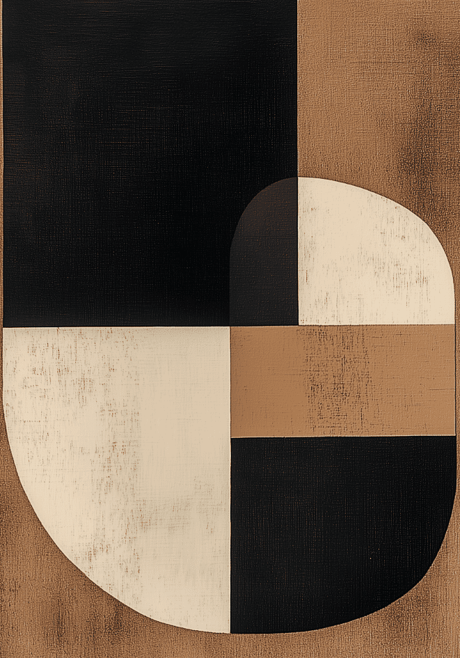 Abstract Brown Shapes affisch på vit bakgrund – köp enkelt hos Bozetto i hög kvalitet