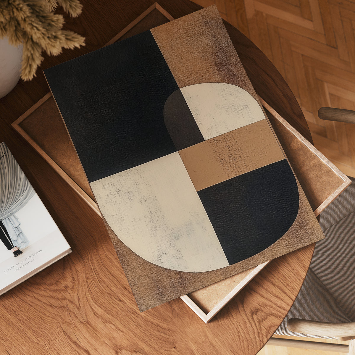Abstract Brown Shapes – köp enkelt hos Bozetto konsttryck i hög kvalitet i hög kvalitet