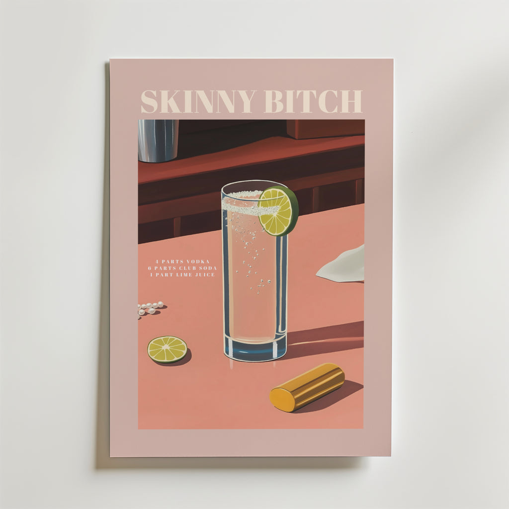 Skinny Bitch Cocktail – stilfullt konsttryck från Bozetto, tryckt på matt finpapper