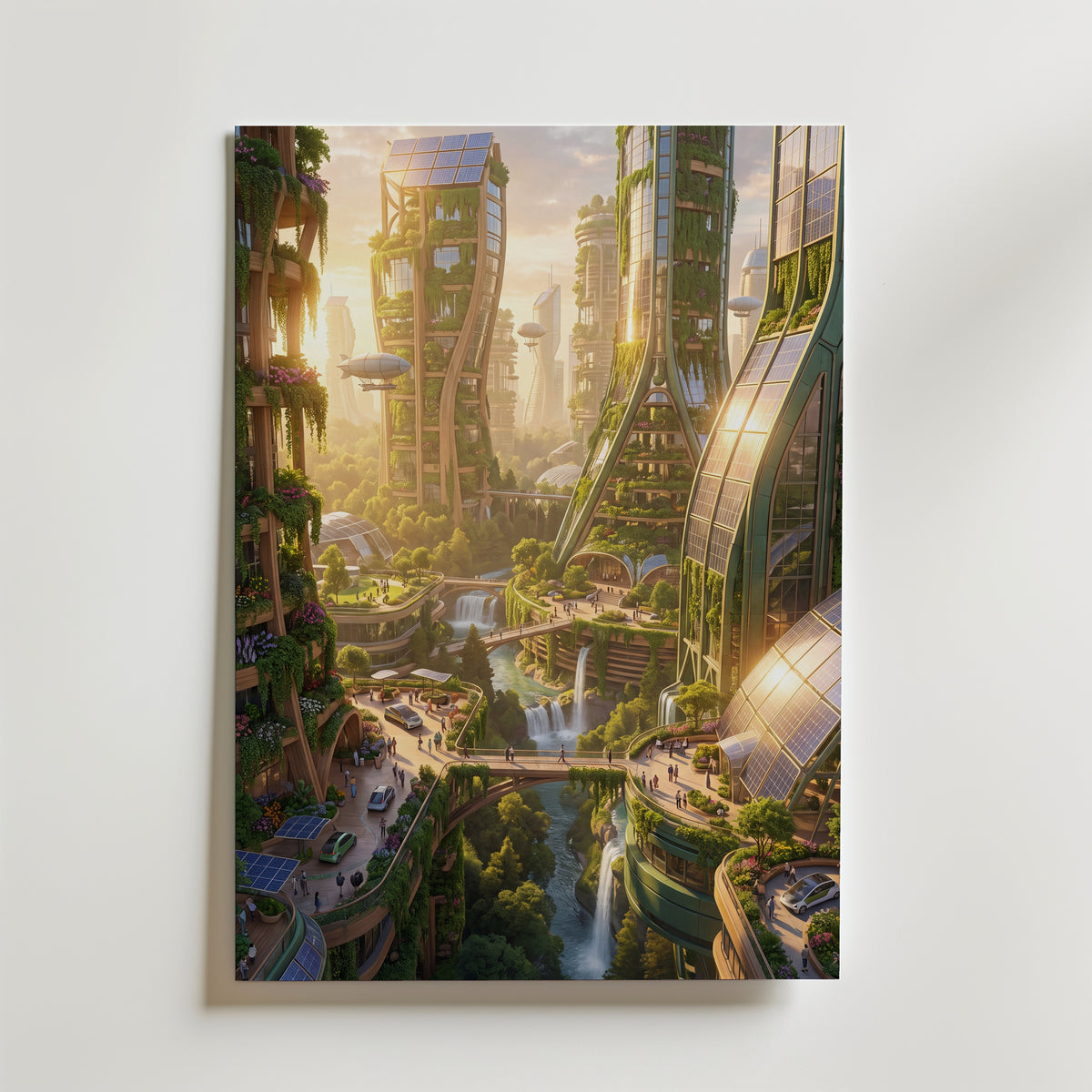 Solarpunk City Poster – canvas utan passepartout