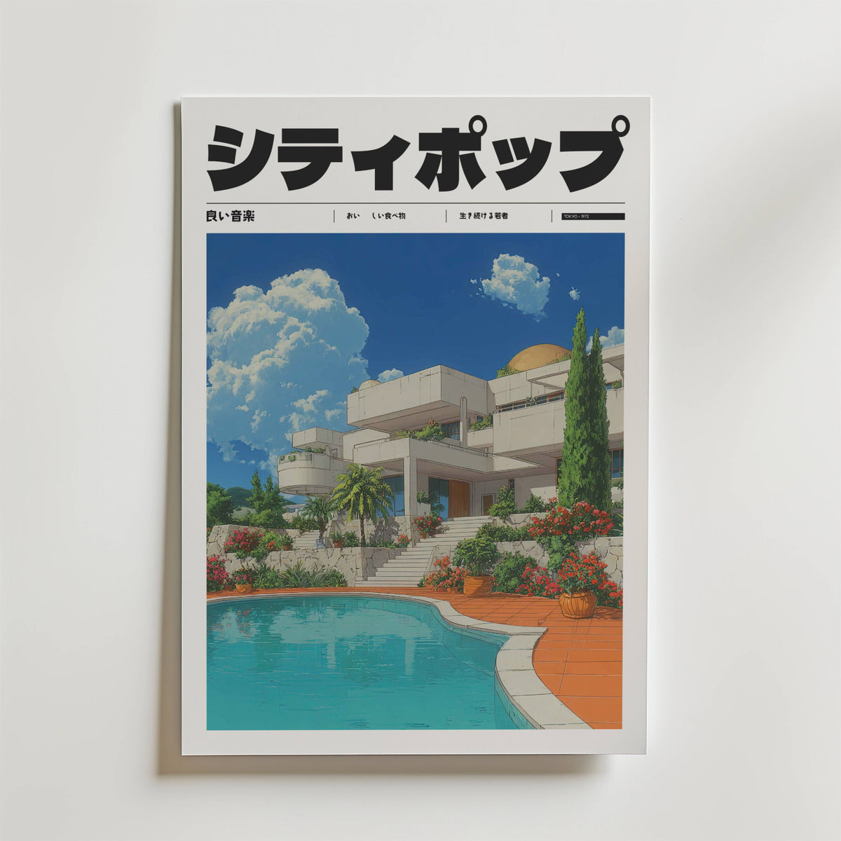 Mockup av Golden Hour Estate affisch på vägg – köp enkelt hos Bozetto i hög kvalitet