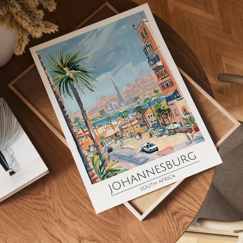 Johannesburg Cityscape – stilfullt konsttryck från Bozetto, tryckt på matt finpapper