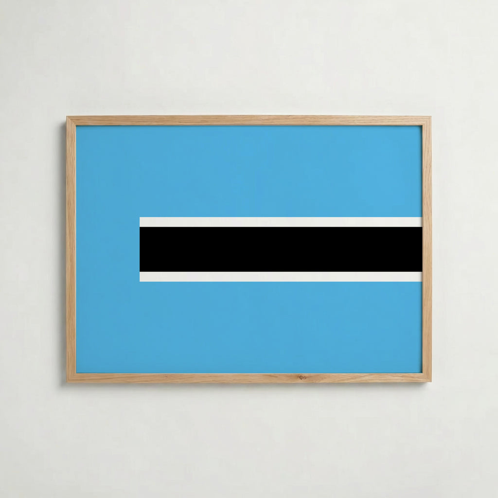 Botswana National Flag Poster i ekram – inramad konsttryck för stilren inredning hos Bozetto
