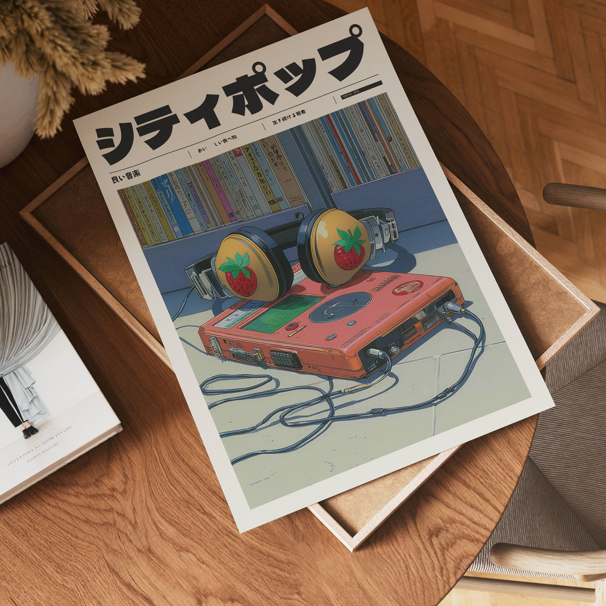 Väggmockup med Strawberry Stereo – köp enkelt hos Bozetto affisch i hög kvalitet