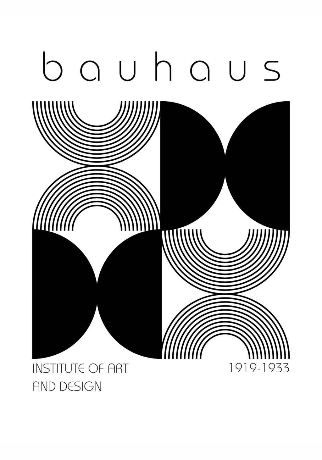 Bauhaus Monochrome Pattern poster visad rakt fram – Bozetto affisch i hög tryckkvalitet