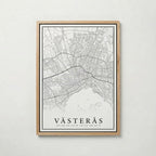 Västerås Karta poster i flera storlekar – jämför mått och välj rätt hos Bozetto i hög tryckkvalitet