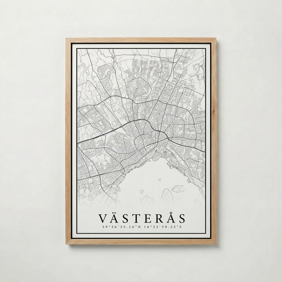 Västerås Karta poster i flera storlekar – jämför mått och välj rätt hos Bozetto i hög tryckkvalitet