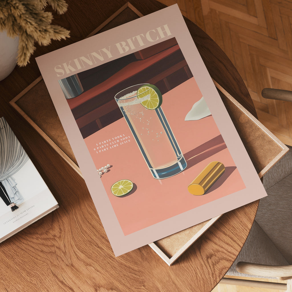 Skinny Bitch Cocktail – affisch med snyggt motiv, köp enkelt hos Bozetto i flera storlekar