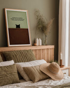 Väggmockup av Funny Cat Quote affisch på ljus tegelvägg – Bozetto konsttryck i hög tryckkvalitet