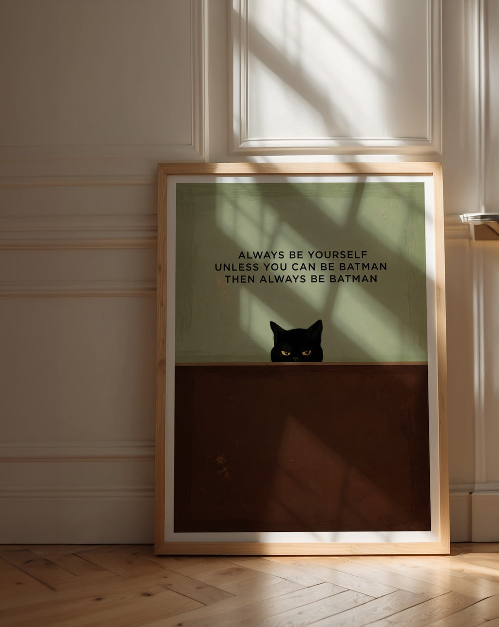 Mockup av Funny Cat Quote affisch på vägg – köp enkelt hos Bozetto i hög kvalitet
