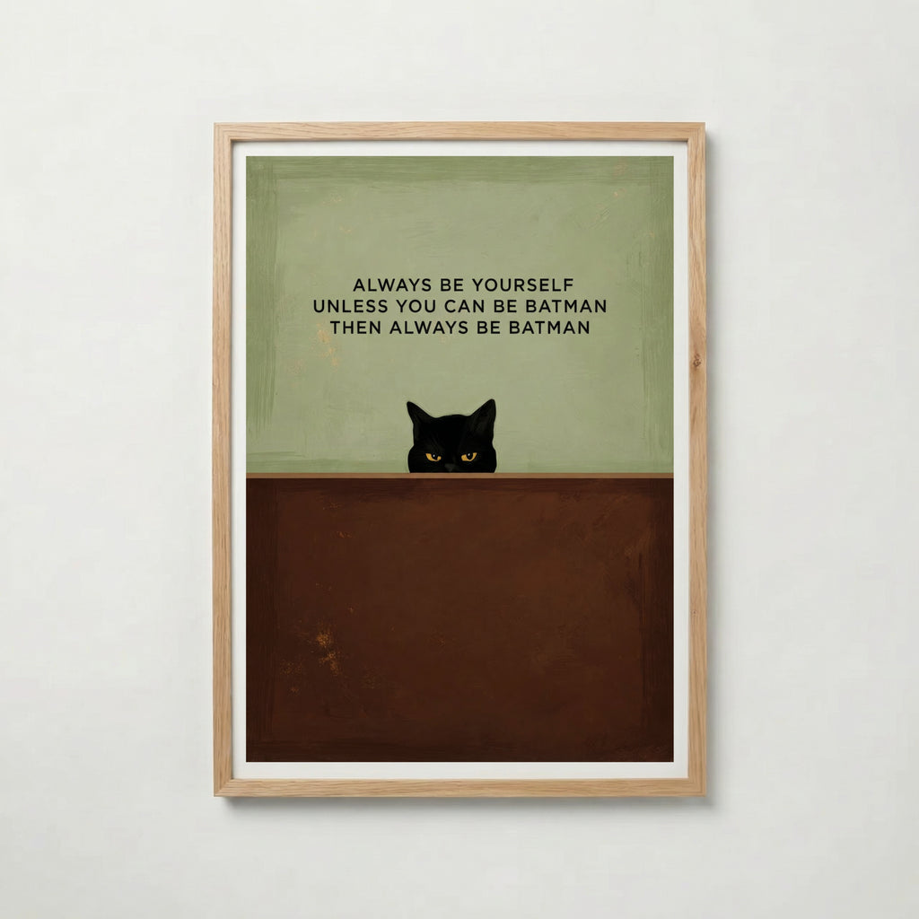 Funny Cat Quote i ekram med ljust trä – köp enkelt hos Bozetto affisch i hög kvalitet
