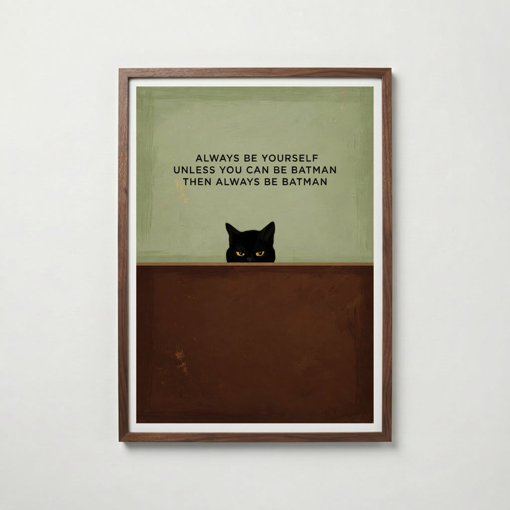 Funny Cat Quote i valnötsram med mörkt trä – köp enkelt hos Bozetto i hög kvalitet