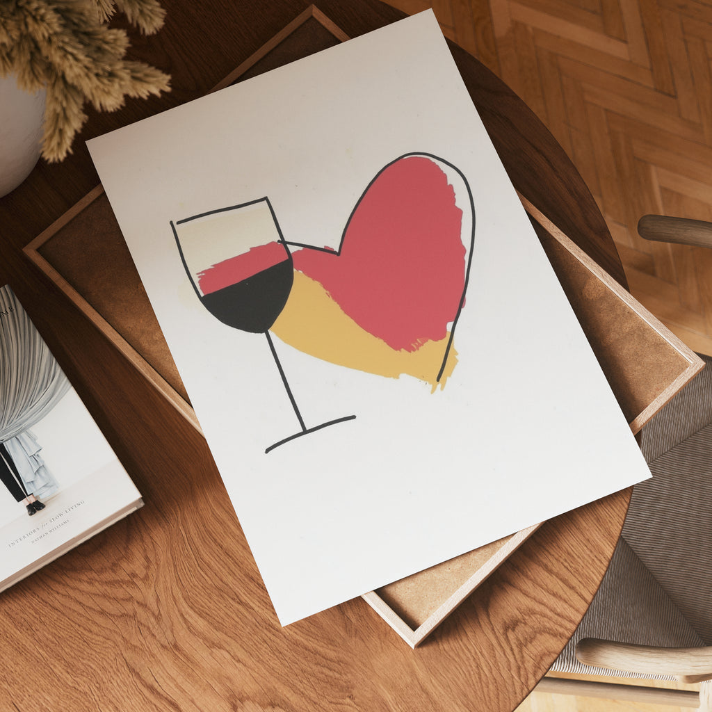 Wine Is Love poster visad rakt fram – Bozetto affisch i hög tryckkvalitet i hög tryckkvalitet