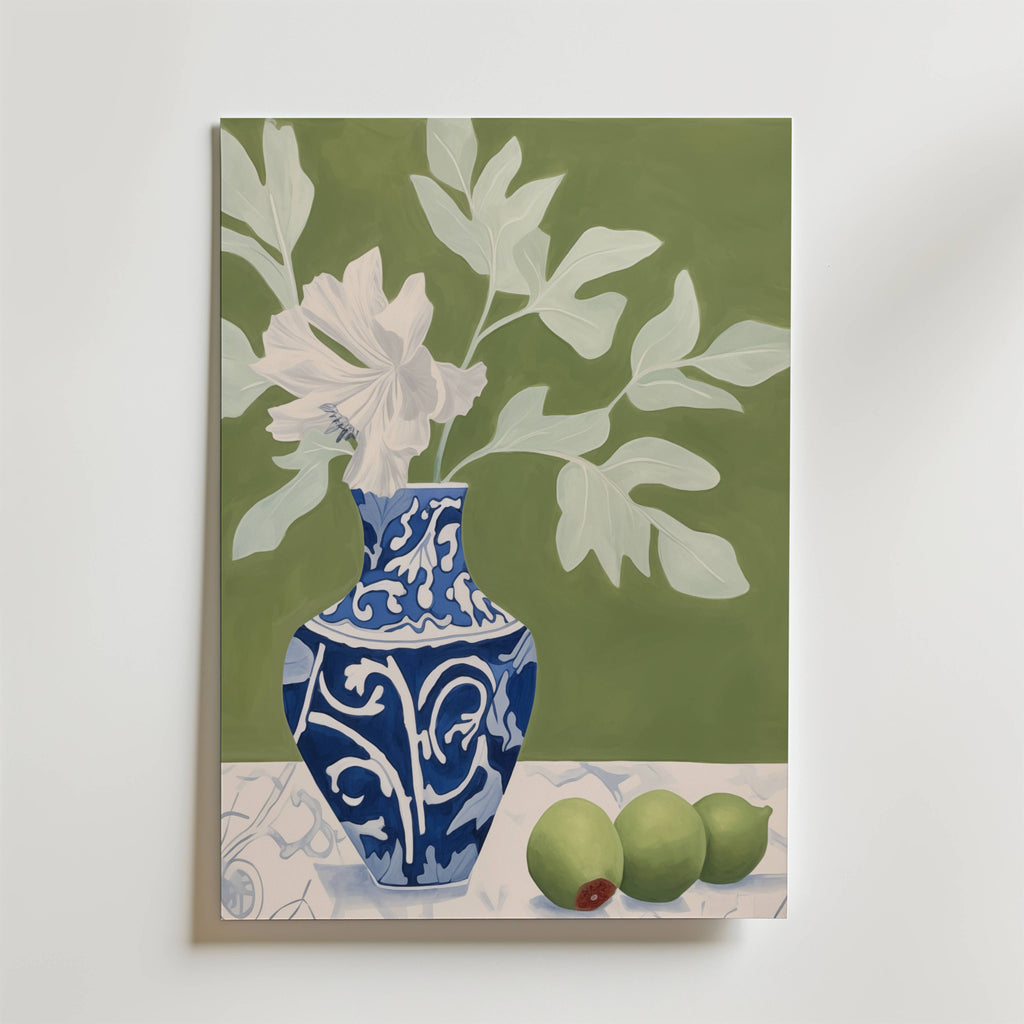 Blue Vase Still Life – stilfullt konsttryck från Bozetto, tryckt på matt finpapper