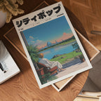Väggmockup av Moments in Kyoto affisch på ljus tegelvägg – Bozetto konsttryck i hög tryckkvalitet