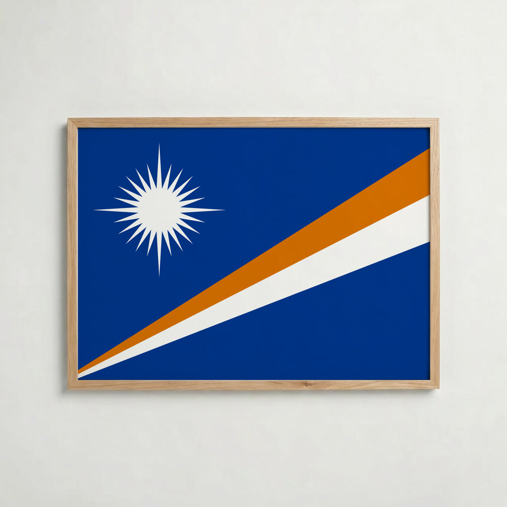 Marshall Islands National Flag Poster i ekram – inramad konsttryck för stilren inredning hos Bozetto