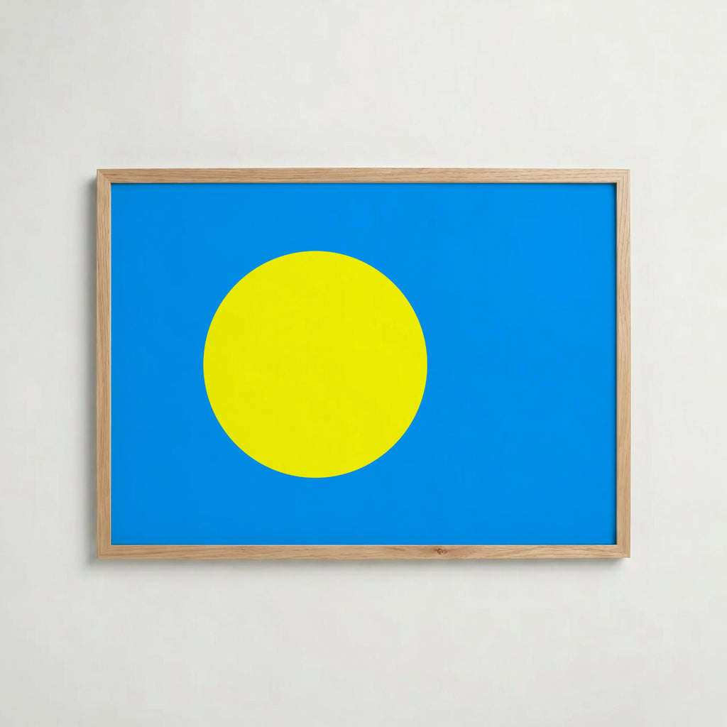 Palau National Flag Poster i ekram – inramad konsttryck för stilren inredning hos Bozetto