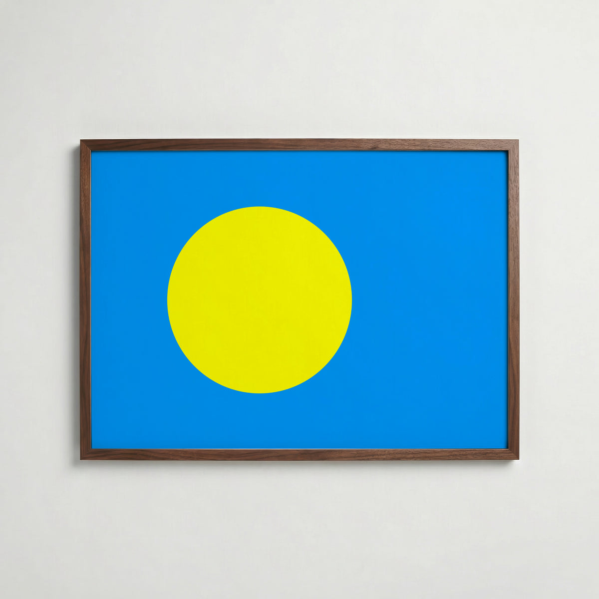 Palau National Flag Poster i valnötsram – varm konstaffisch för hemmet från Bozetto