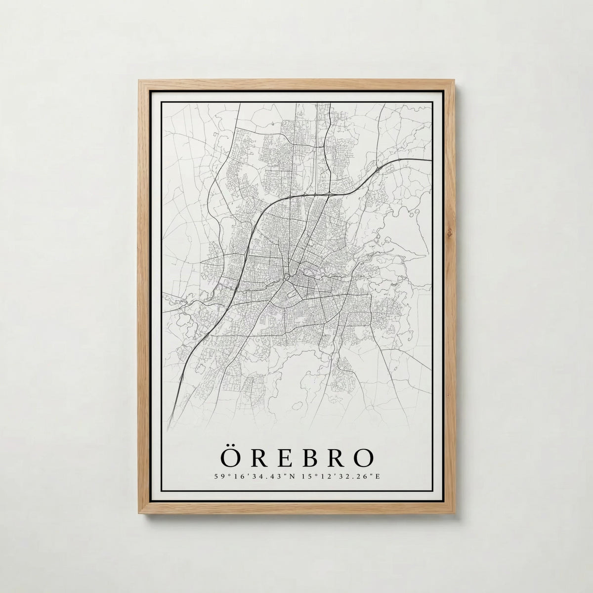 Örebro Karta poster i flera storlekar – jämför mått och välj rätt hos Bozetto i hög tryckkvalitet