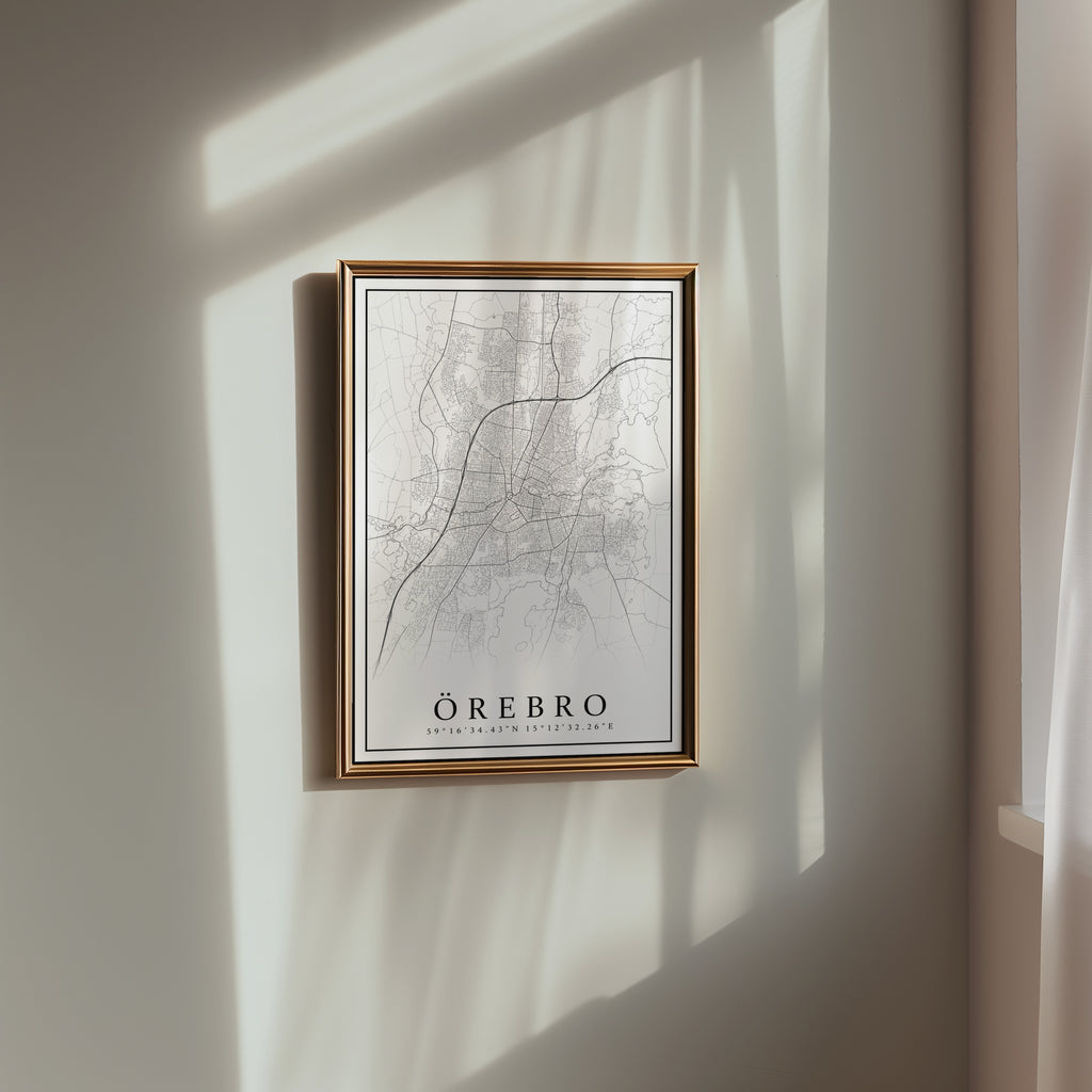 Örebro Karta poster i stilrent hem med modern inredning – köp enkelt hos Bozetto