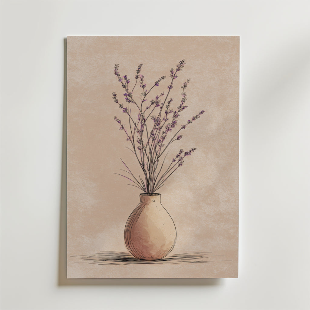 Lavender Calm Vase – stilfullt konsttryck från Bozetto, tryckt på matt finpapper