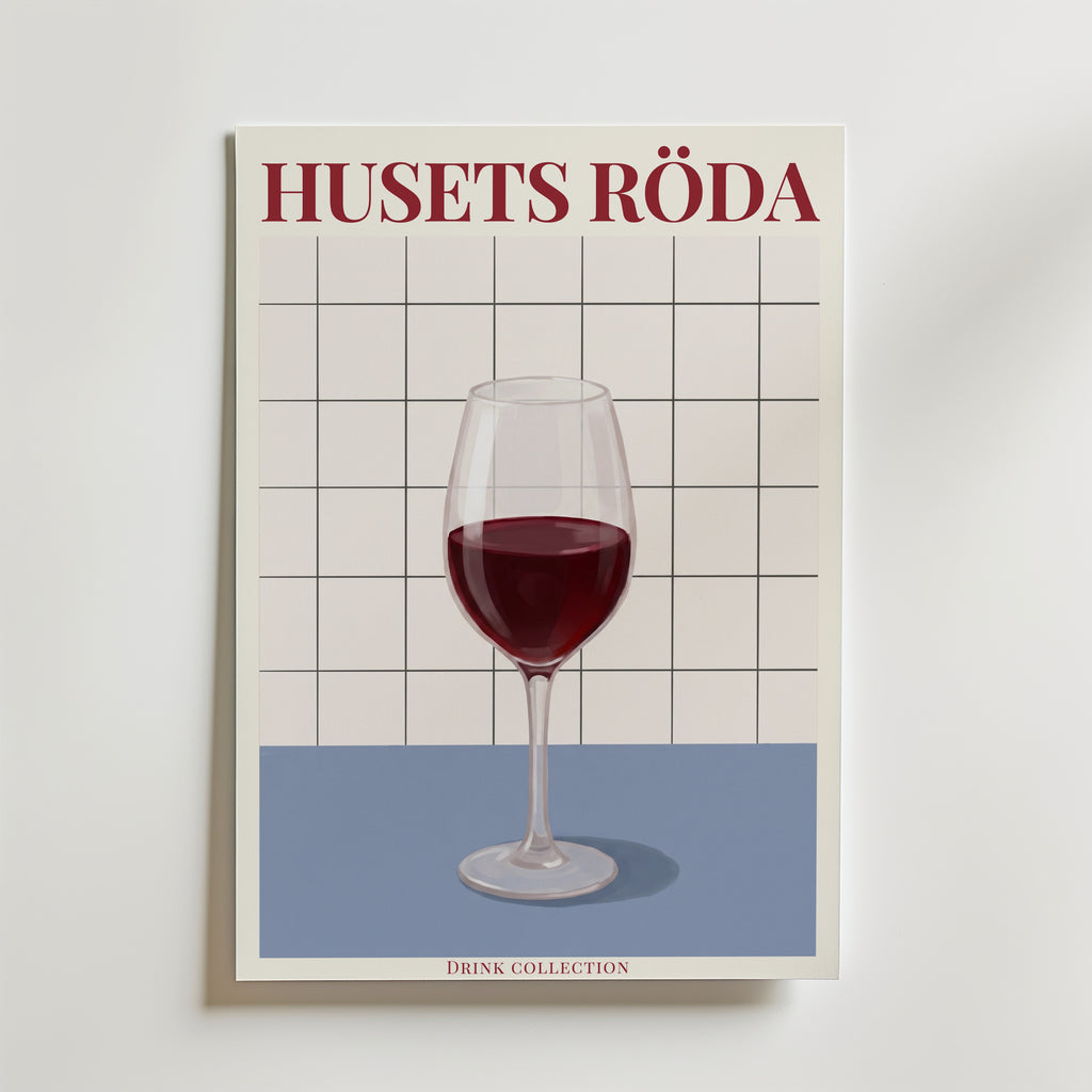Husets Röda affisch inramad i neutral ram – se hur konsttrycket ser ut, Bozetto i hög tryckkvalitet