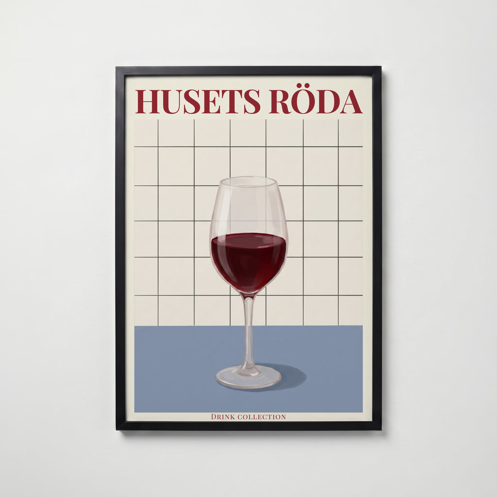Husets Röda affisch i modern svart ram – stark kontrast och stil, Bozetto poster