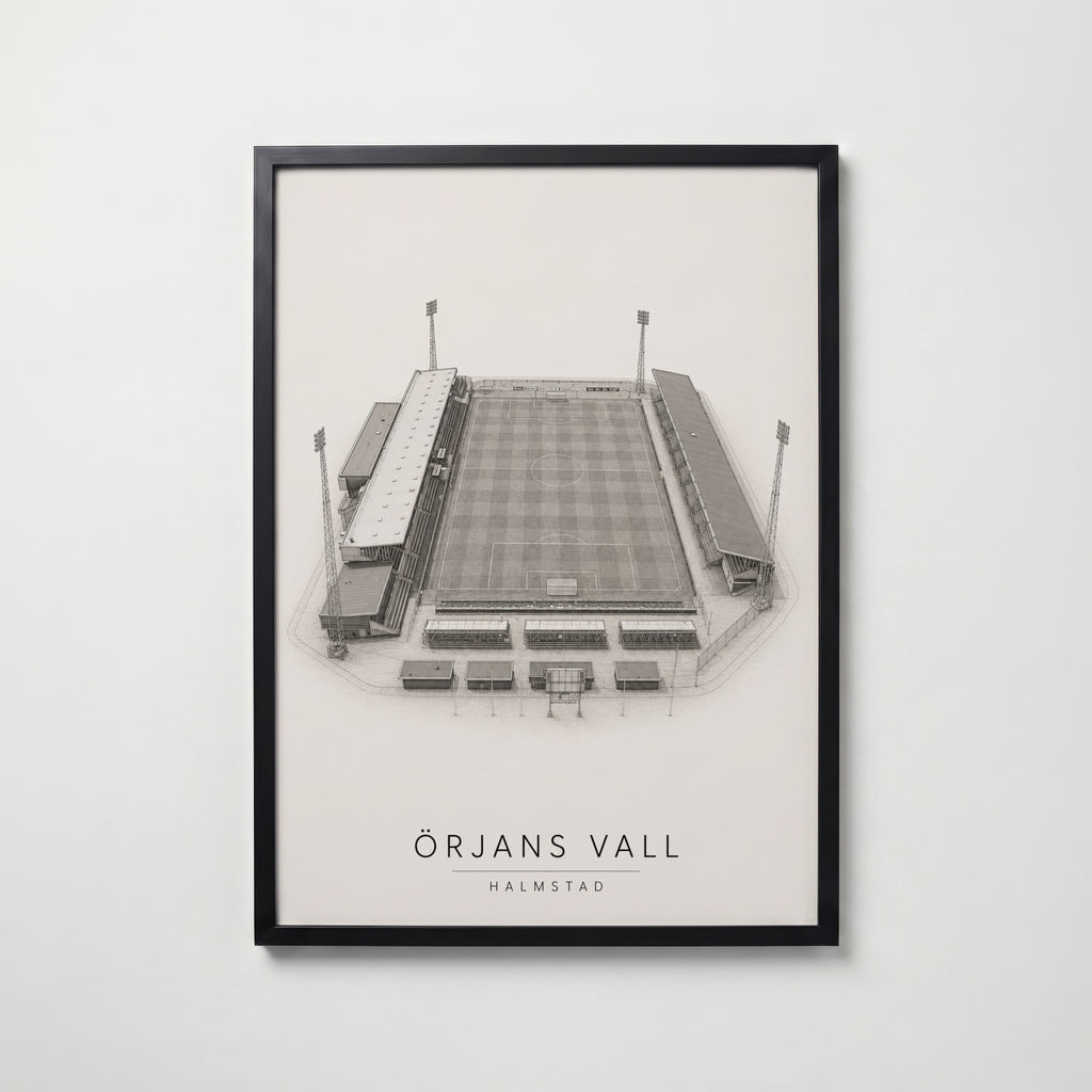 Örjans Vall affisch i modern svart ram – stark kontrast och stil, Bozetto poster