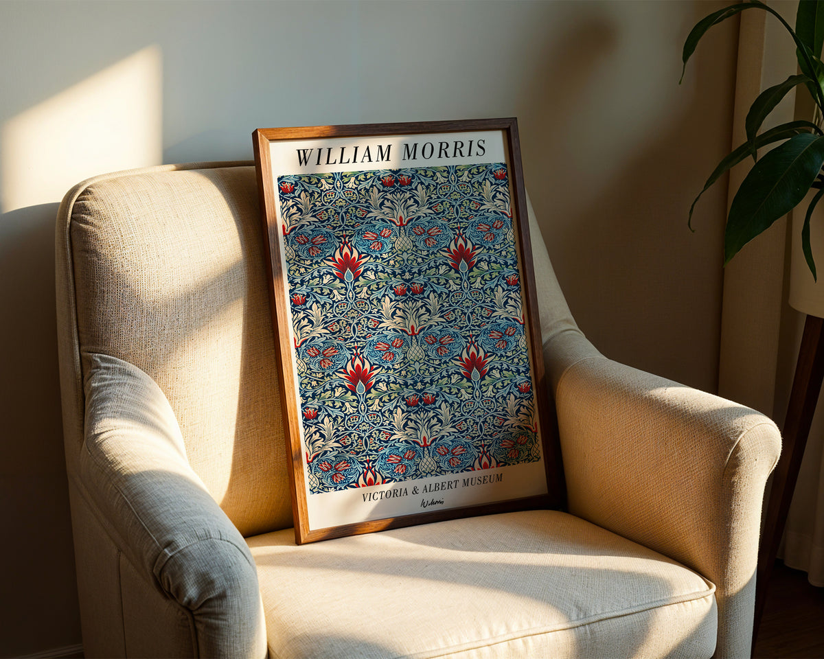 William Morris Victoria & poster visualiserad på vägg – från Bozetto i hög kvalitet