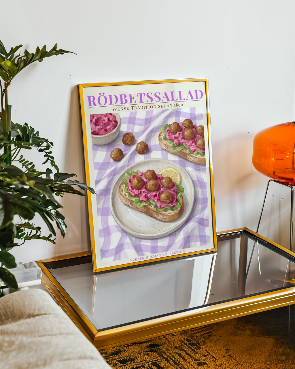 Rödbetssallad affisch i minimalistiskt sovrum – köp enkelt hos Bozetto i hög kvalitet