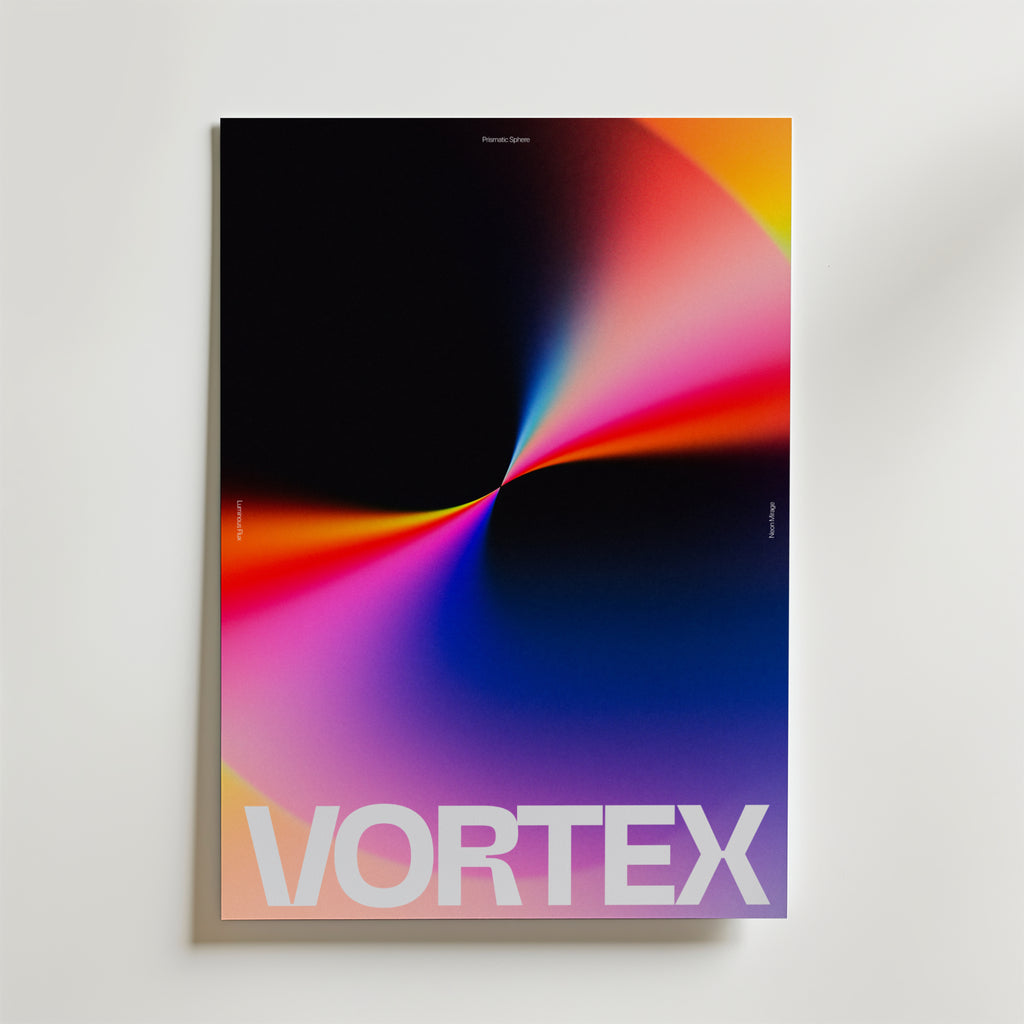 Neon Vortex – stilfullt konsttryck från Bozetto, tryckt på matt finpapper i hög tryckkvalitet