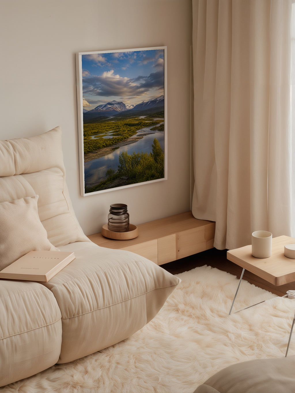 Abisko Nationalpark affisch i minimalistiskt sovrum – köp enkelt hos Bozetto i hög kvalitet
