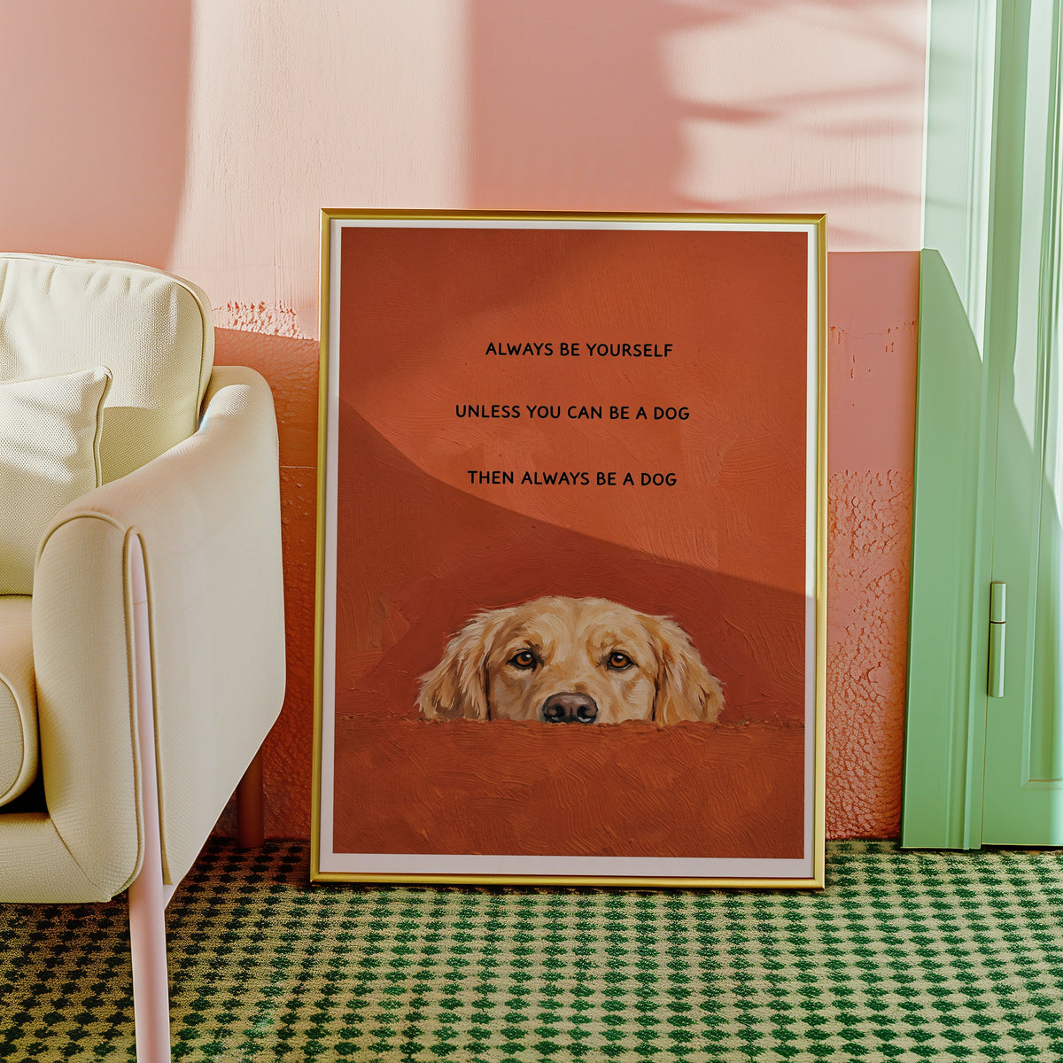 Always Be a Dog Poster med svart ram