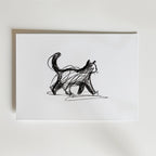 Minimalist Walking Cat – stilfullt konsttryck från Bozetto, tryckt på matt finpapper