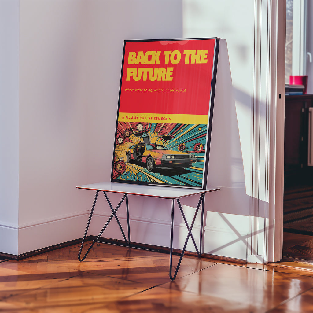 Väggmockup av Back to the Future affisch på ljus vägg – Bozetto konsttryck – nr 3