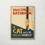 Bathroom Waiting Cat – affisch med snyggt motiv, köp enkelt hos Bozetto i flera storlekar