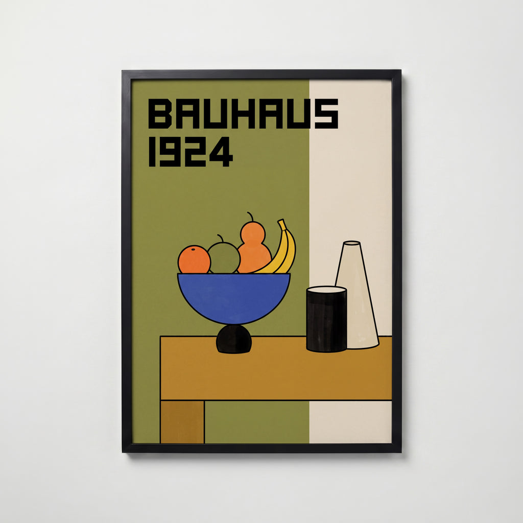 Bauhaus Fruit Bowl Poster – svart ram