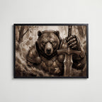 Bear Knight Poster med svart ram