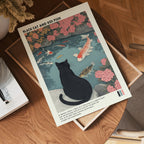 Black Cat and Koi Pond – affisch med stilfullt motiv från Bozetto i hög kvalitet