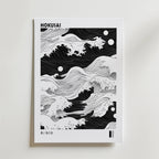 Black and White Hokusai – stilfullt konsttryck från Bozetto, tryckt på matt finpapper
