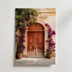 Bougainvillea Door Poster – medelhavsdörr omfamnad av djuprosa bougainvillea