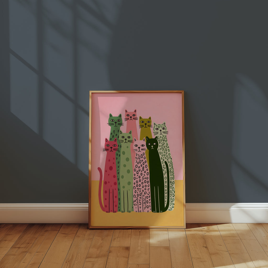 Colorful Cat Lineup Poster