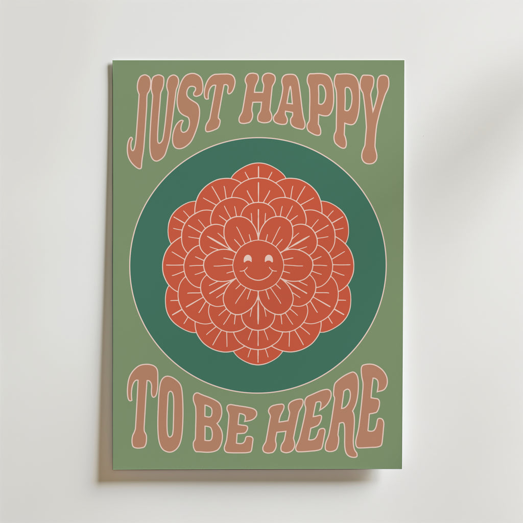 Just Happy Flower – stilfullt konsttryck från Bozetto, tryckt på matt finpapper i hög tryckkvalitet