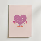 Happy Heart Character – stilfullt konsttryck från Bozetto, tryckt på matt finpapper