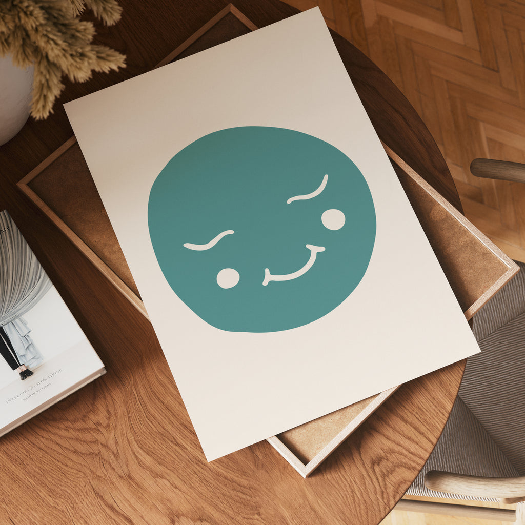 Smiling Moon Face poster visad rakt fram – Bozetto affisch i hög tryckkvalitet i hög tryckkvalitet